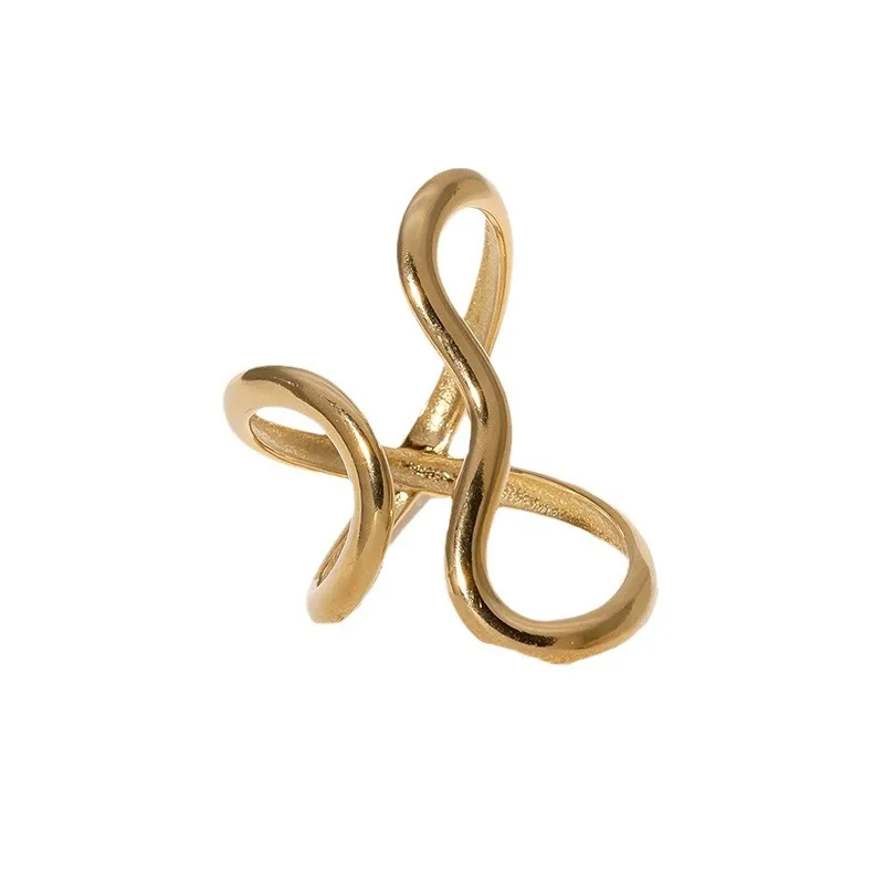 Stainless Steel Unique Original Gold Color Ring Colorfast Popular Party Personalized Exaggerated Charms Jewelry Women thumbnail 6