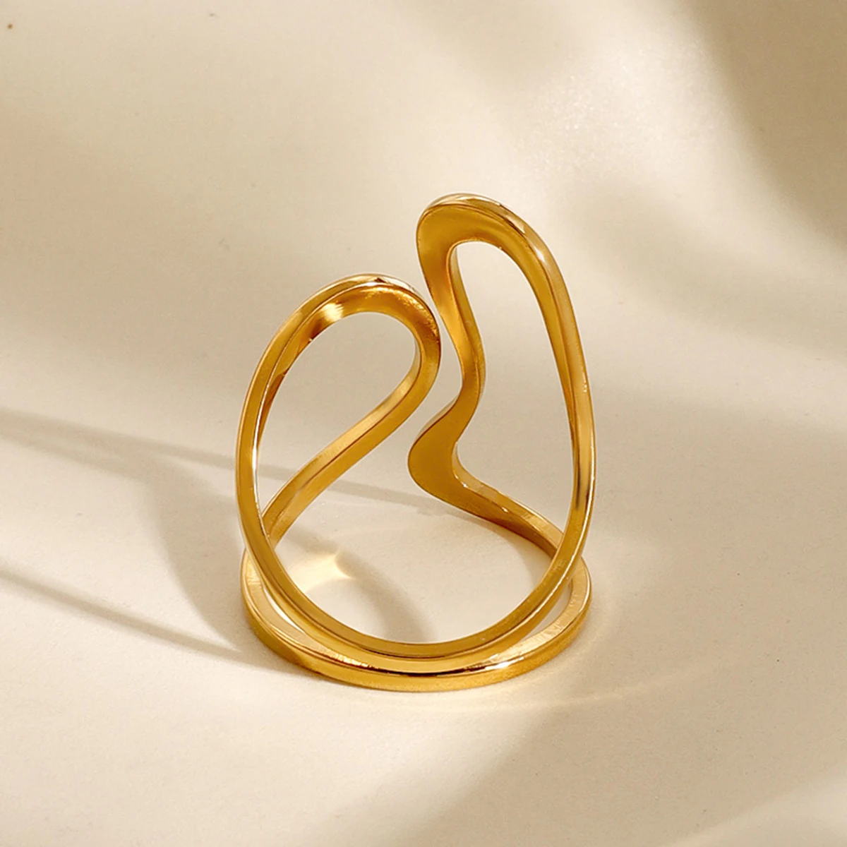 Stainless Steel Unique Original Gold Color Ring Colorfast Popular Party Personalized Exaggerated Charms Jewelry Women thumbnail 5