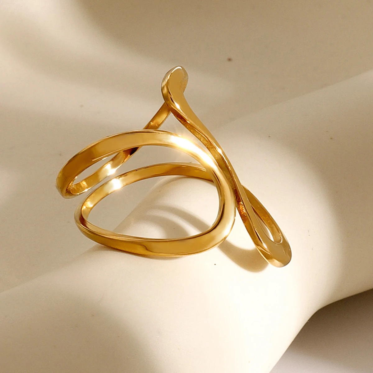 Stainless Steel Unique Original Gold Color Ring Colorfast Popular Party Personalized Exaggerated Charms Jewelry Women thumbnail 3