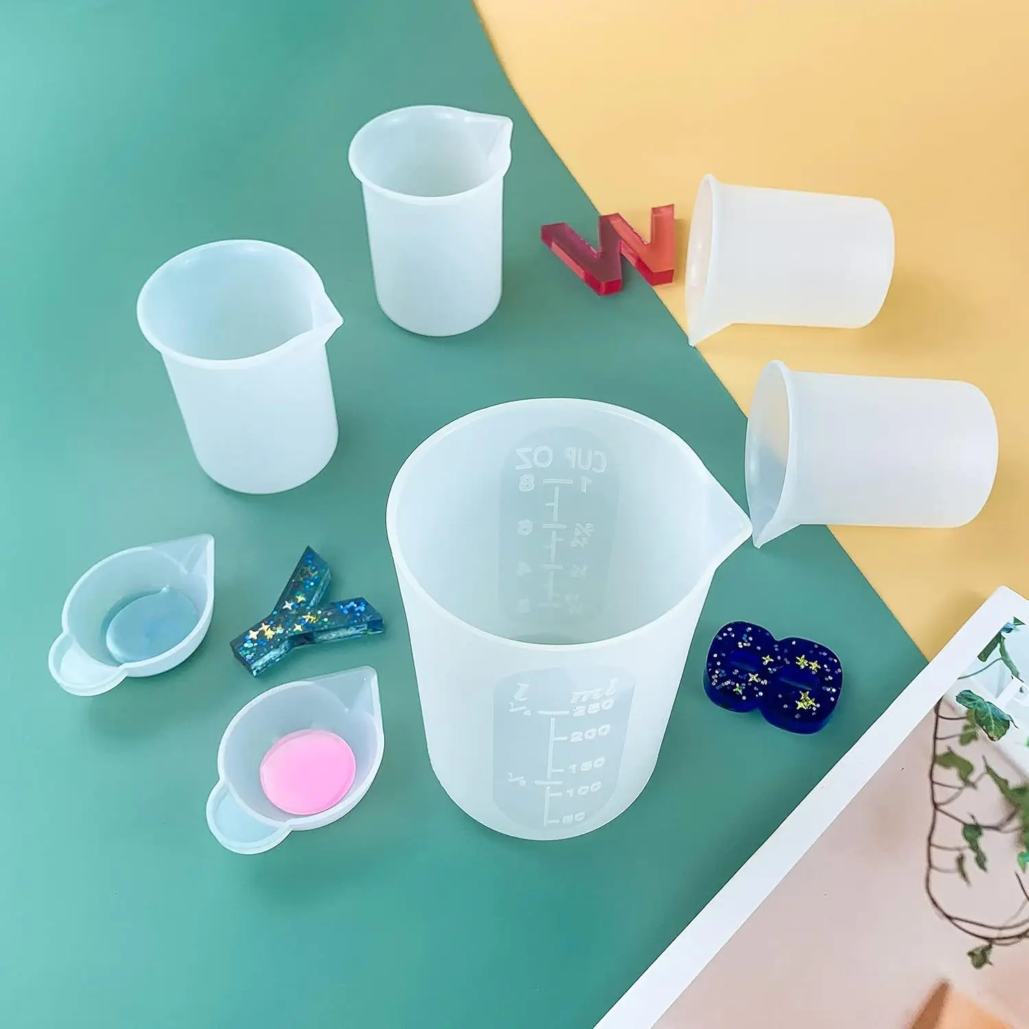Silicone Mixing Measuring Cups UV Resin Mold for Paint Pouring Cups DIY Resin Tool Epoxy Resin Acrylic Paint Jewelry Making Tool thumbnail 3