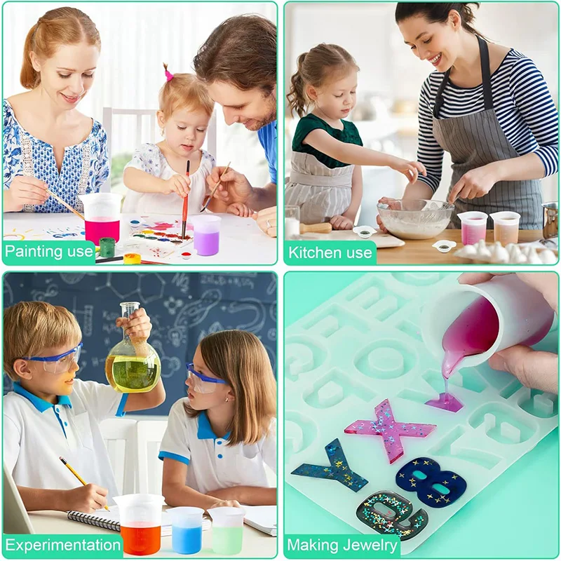 Silicone Mixing Measuring Cups UV Resin Mold for Paint Pouring Cups DIY Resin Tool Epoxy Resin Acrylic Paint Jewelry Making Tool thumbnail 6
