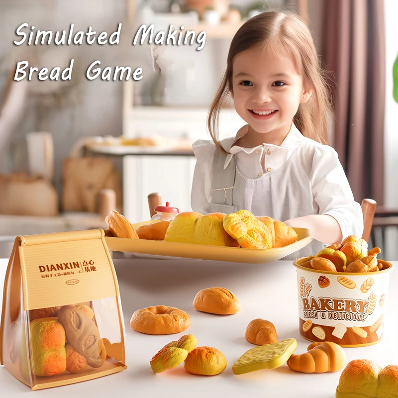 Children Pretend Play Kitchen Toys Sets Simulation Dessert Bread Food Cooking Games Play House Party Activities Games Girl Toys thumbnail 2