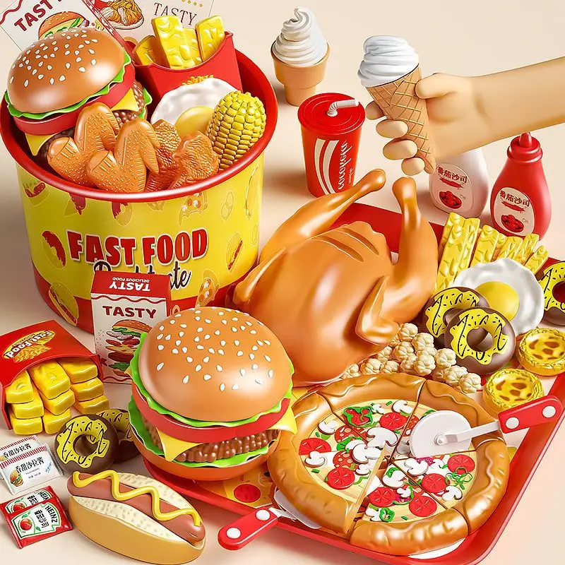 Children Pretend Play Kitchen Toys Sets Simulation Dessert Bread Food Cooking Games Play House Party Activities Games Girl Toys thumbnail 6