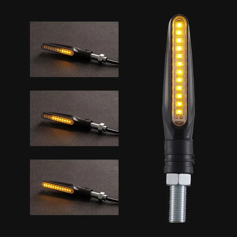 Motorcycle LED Turn Signals Light Amber Flasher Flowing Water Built Relay 12LED 10MM Turn Signal Lamp Motorcycle Flashing Lights thumbnail 5