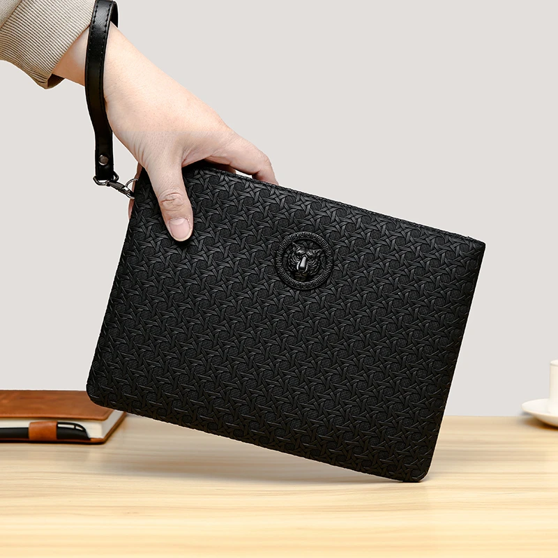 Fashion Business Men Day Clutch Durable Soft PU Leather Money Handbag Casual Male Cardholder Case Phone Bag thumbnail 4
