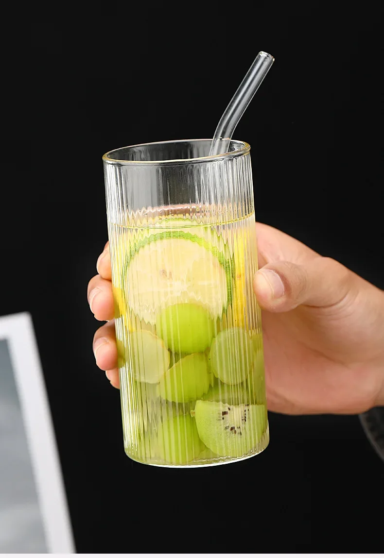350/350ml 1/2/4/6/8pcs Large Nordic Ripple Glass Cups Transparent Whiskey Glasses Tea Water Drink Milk Juice Coffee Beer Mug Set thumbnail 2