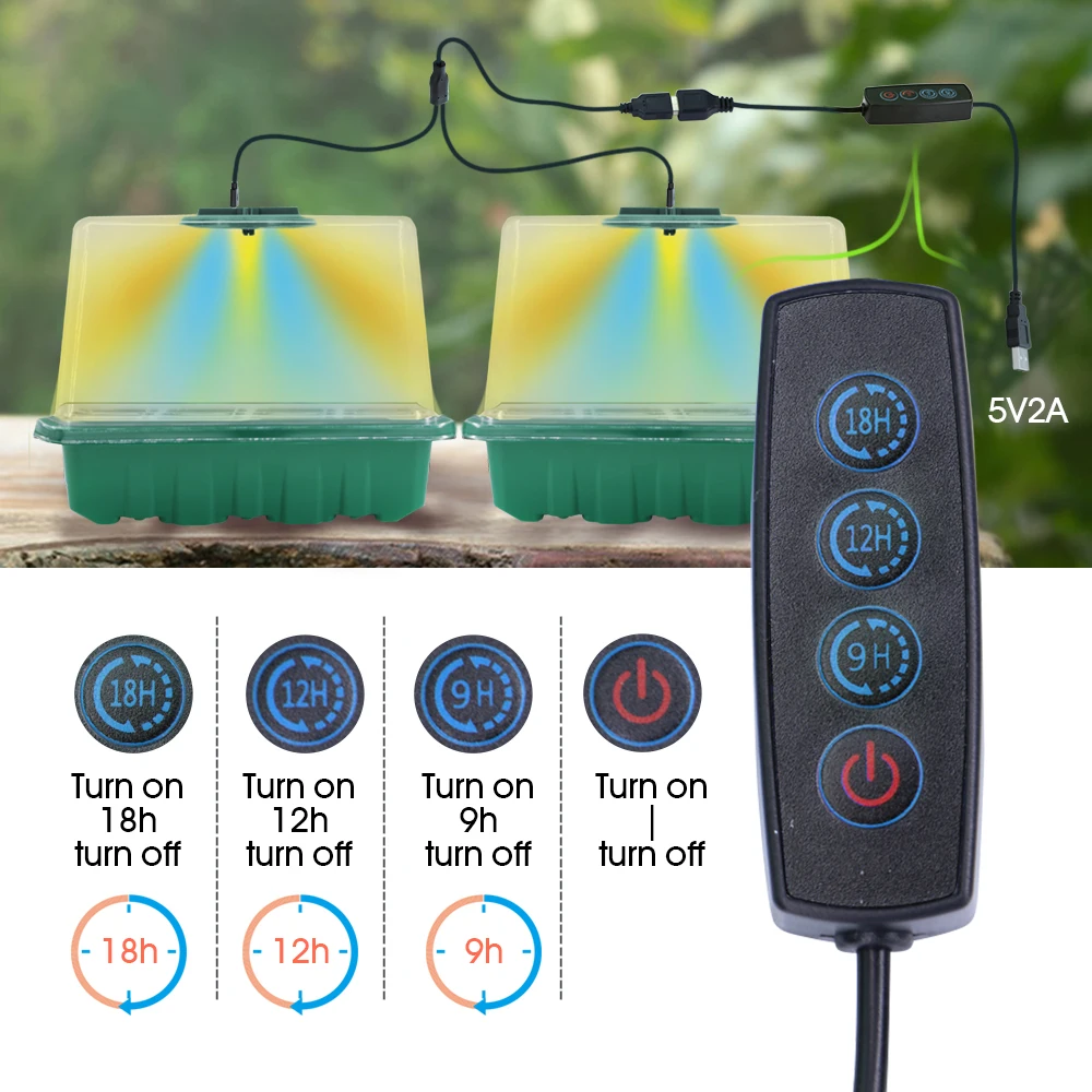 LED Nursery Pots with Grow Light Plant Seed Starter Trays Home Greenhouse Growing Lamp 12Cell Seedling Box Timer Kit Controller thumbnail 6