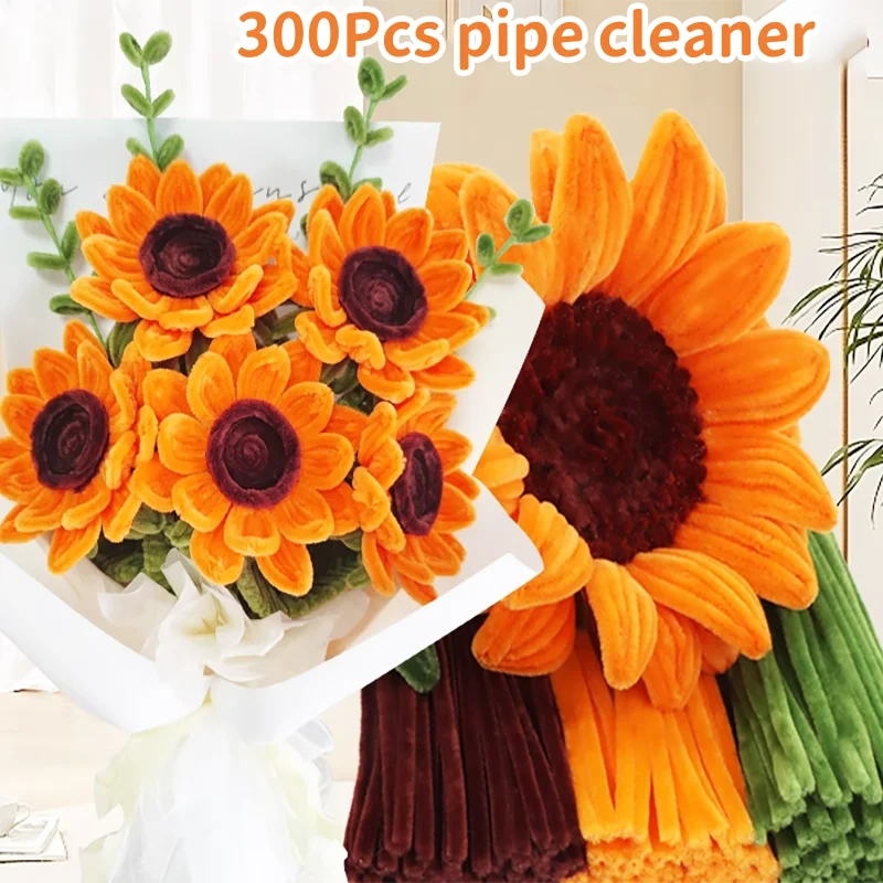 150/300pcs Pipe Cleaners Chenille Stem Craft Flower Supplies,  3 Colors Pipe Cleaners Set for DIY Art and Craft Decorations thumbnail 3