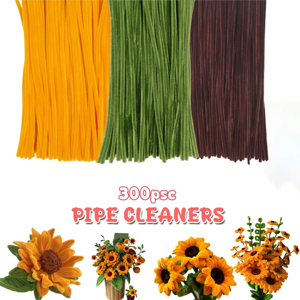 150/300pcs Pipe Cleaners Chenille Stem Craft Flower Supplies,  3 Colors Pipe Cleaners Set for DIY Art and Craft Decorations thumbnail 4