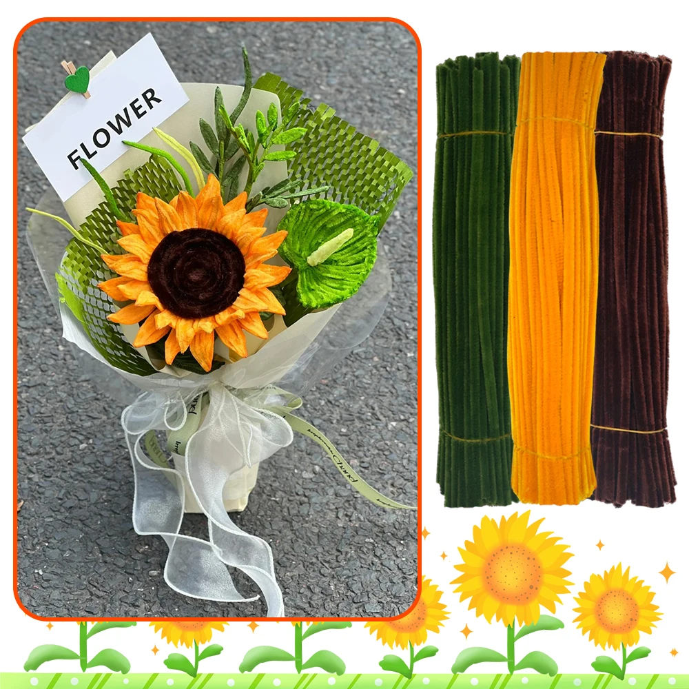 150/300pcs Pipe Cleaners Chenille Stem Craft Flower Supplies,  3 Colors Pipe Cleaners Set for DIY Art and Craft Decorations thumbnail 5