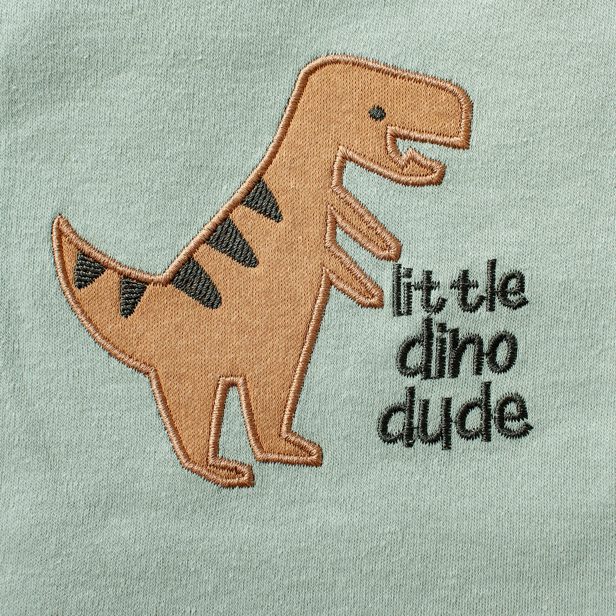 3PCS Summer Baby Bodysuit Three piece Set with Cartoon Dinosaur Pattern and Stripe Pattern Button Design for 0-9 Months Old Boys thumbnail 4