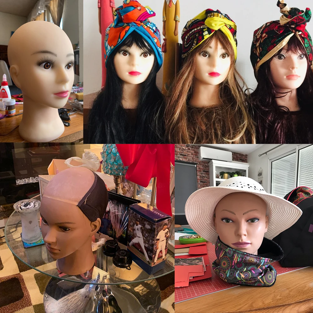 New Mannequin Head Wig Stand With Adjustable Wig Tripod Stand Holder  For Wigs Making Display With T Pins /Wig Cap For Free Gift thumbnail 4