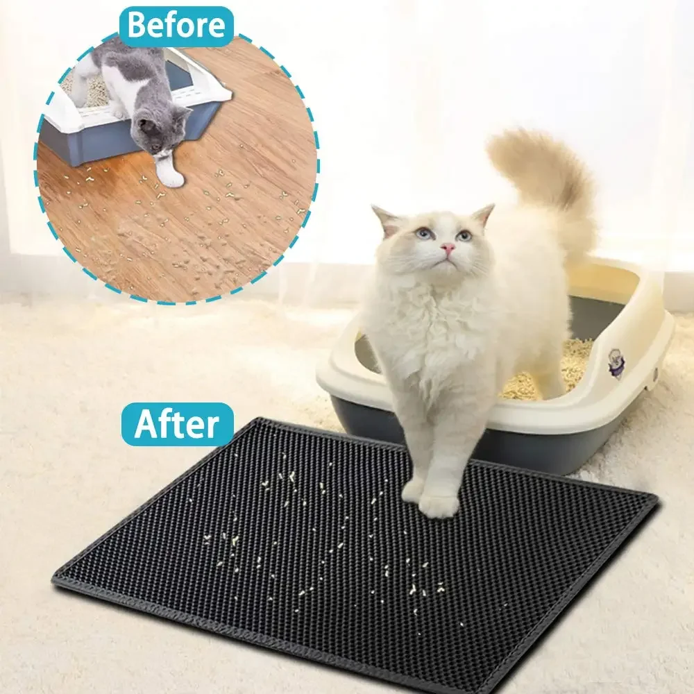 Cat Litter Mat With Gift Double Layer Waterproof Pet Litter Box Mat Non-slip Sand Cat Pad Washable Bed Mat Clean Pad Products thumbnail 2