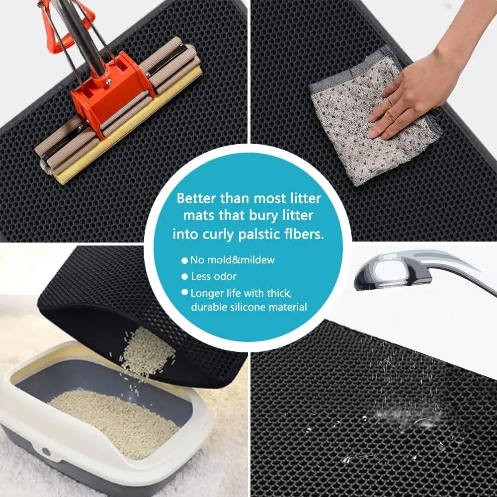 Cat Litter Mat With Gift Double Layer Waterproof Pet Litter Box Mat Non-slip Sand Cat Pad Washable Bed Mat Clean Pad Products thumbnail 3