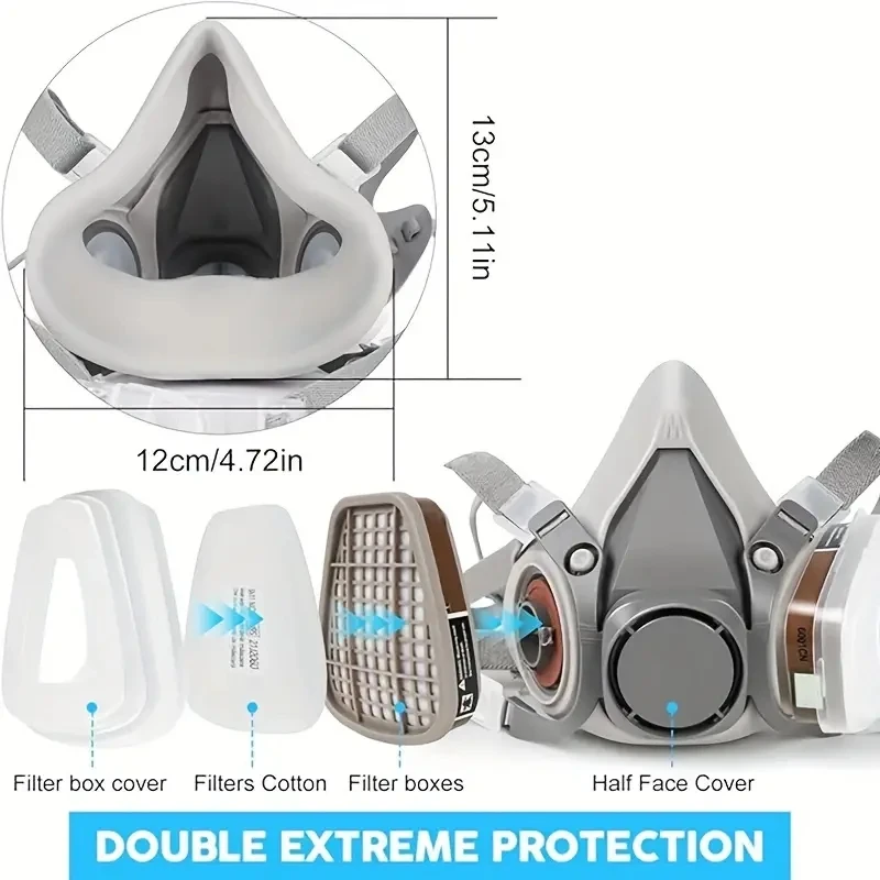 New 7in1/16in1 6200 Dust Gas Respirator Half Face Dust Mask For Painting Spraying Organic Vapor Chemical Gas Filter Work Safety thumbnail 2