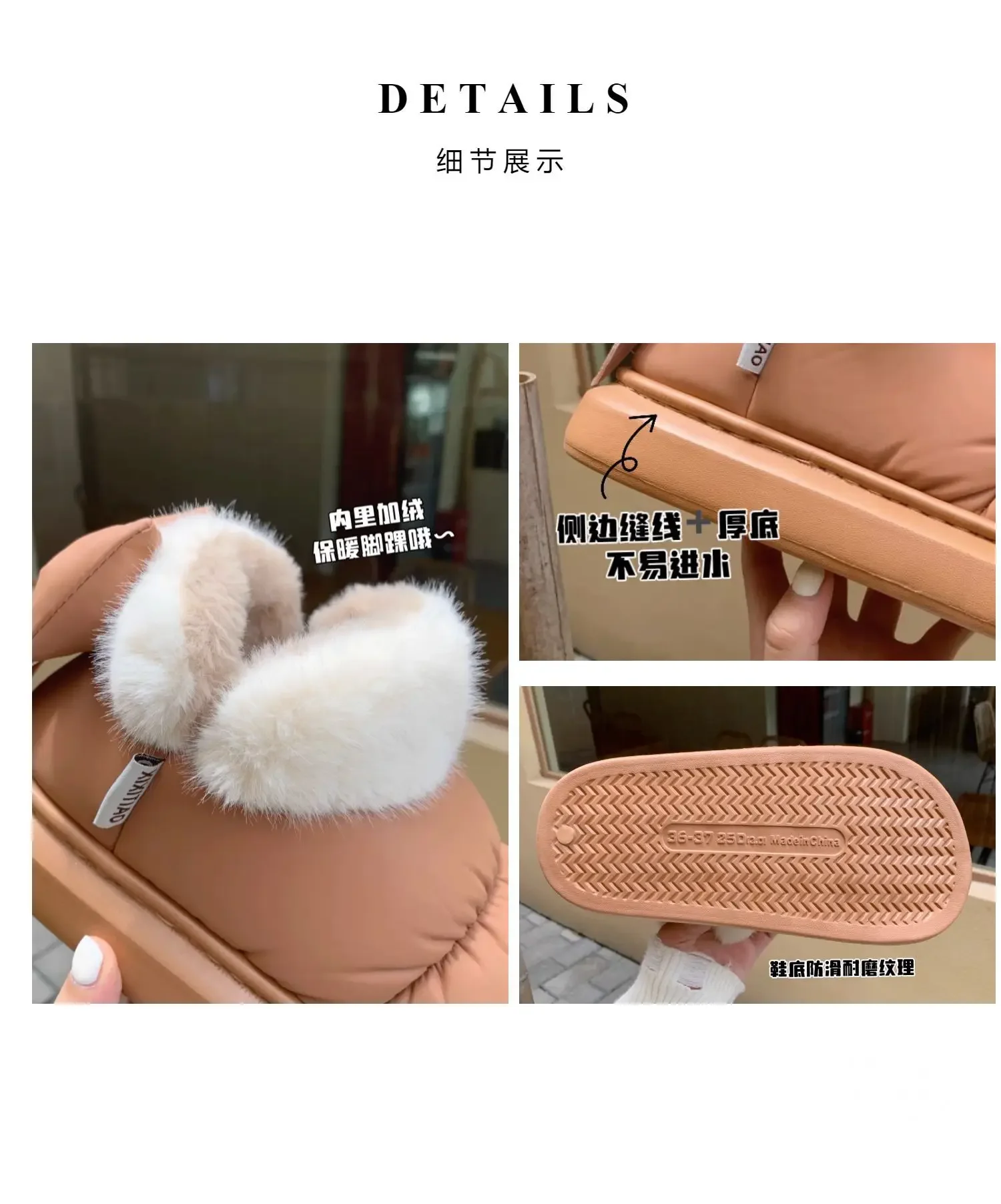 Cute Warm Ankle Boots Winter Women's Bow Warmth Plush Bow Cotton Shoes 2024 New Waterproof Down Cloth Short Barrel Snow Boots thumbnail 5