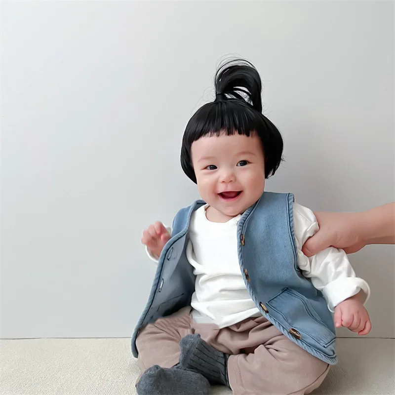 Hair Extensions Synthetic Baby Boy Girl Cosplay Braid Wig Hat Cap Hairpiece Children Kids Head Cover Wigs Photograph Props thumbnail 6