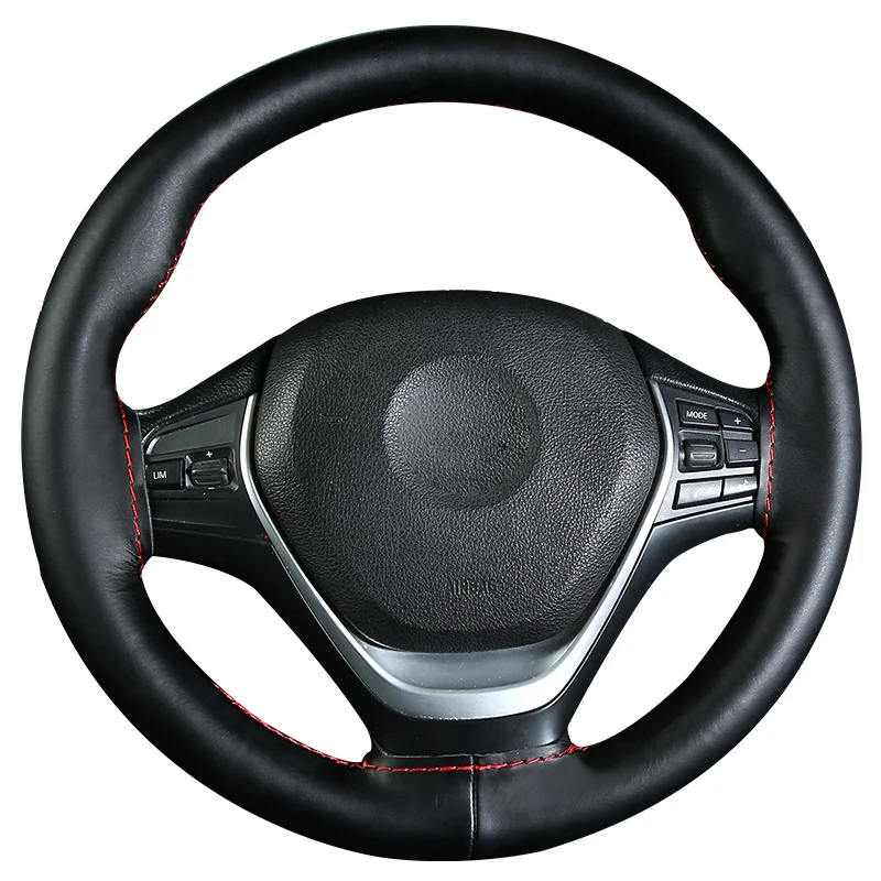 38cm 15inch Real cowhide Genuine Leather Car Steering Wheel Braid Cover Hand-stitched Soft Non-slip Auto Interior car products thumbnail 5
