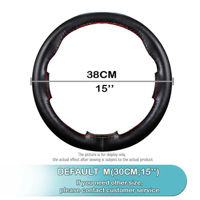 38cm 15inch Real cowhide Genuine Leather Car Steering Wheel Braid Cover Hand-stitched Soft Non-slip Auto Interior car products thumbnail 2