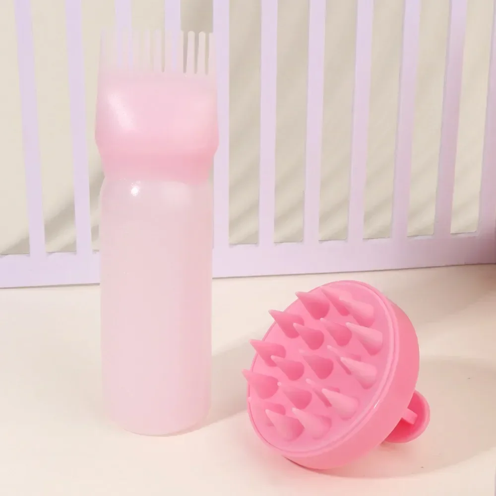 Silicone Shampoo Brush Head Scalp Massage Comb Hair Dye Tint Oil Applicator Bottle with Brush Barber Salon Hair Styling Tools thumbnail 6