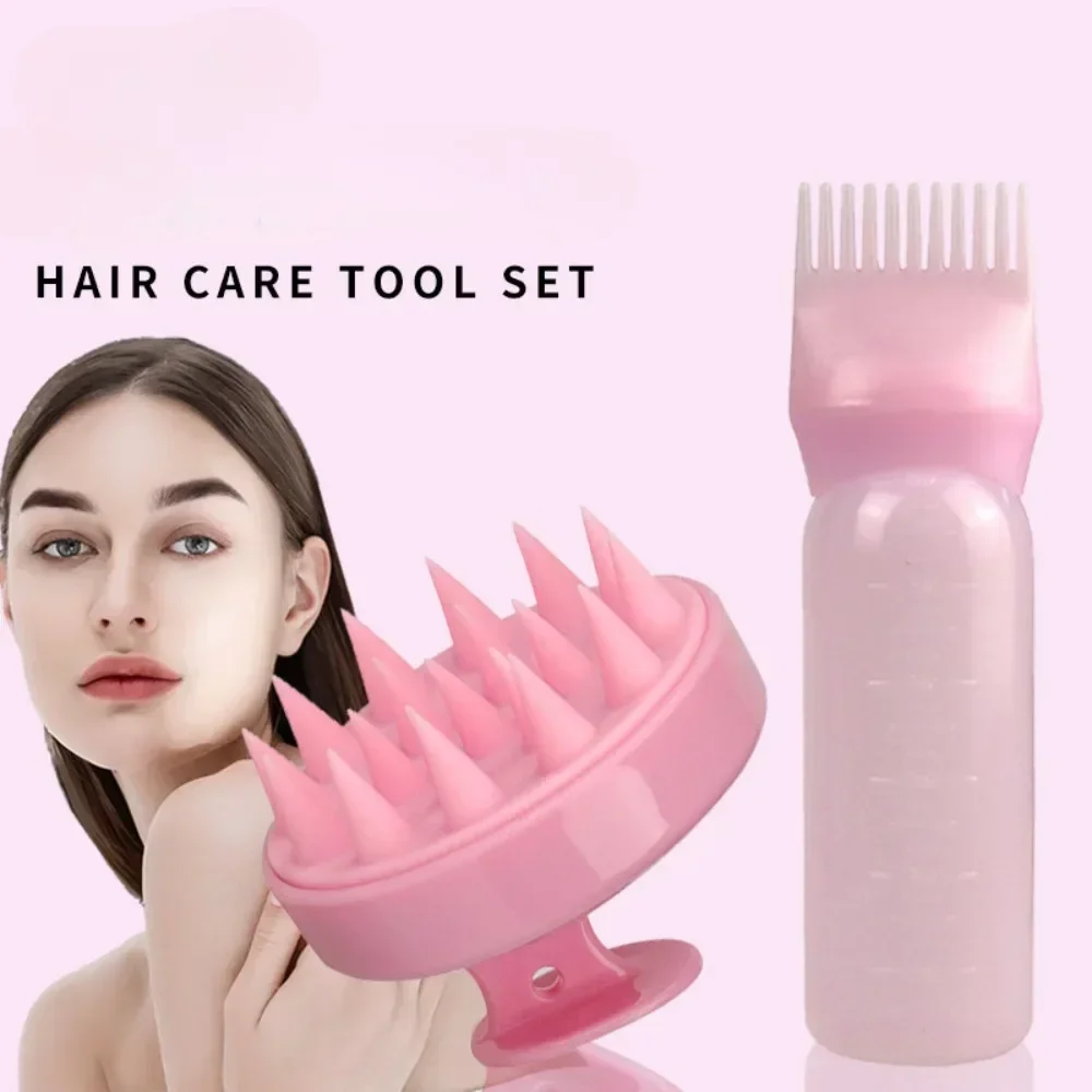 Silicone Shampoo Brush Head Scalp Massage Comb Hair Dye Tint Oil Applicator Bottle with Brush Barber Salon Hair Styling Tools thumbnail 2