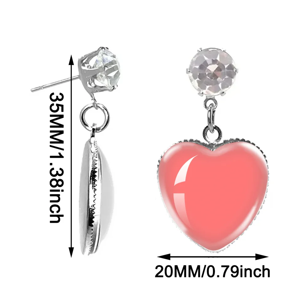 CUSTOM PHOTO HEART Shape Drop Earrings Custom Photo Drop Earrings Personalized Glass Dome Jewelry Women Girls Customized New thumbnail 5