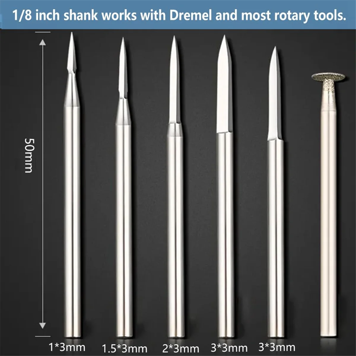 Wood Carving Drill Bits Set for Rotary Tool 6Pcs Engraving Drill Accessories Bit Wood Crafts Grinding Tool 3mm thumbnail 3