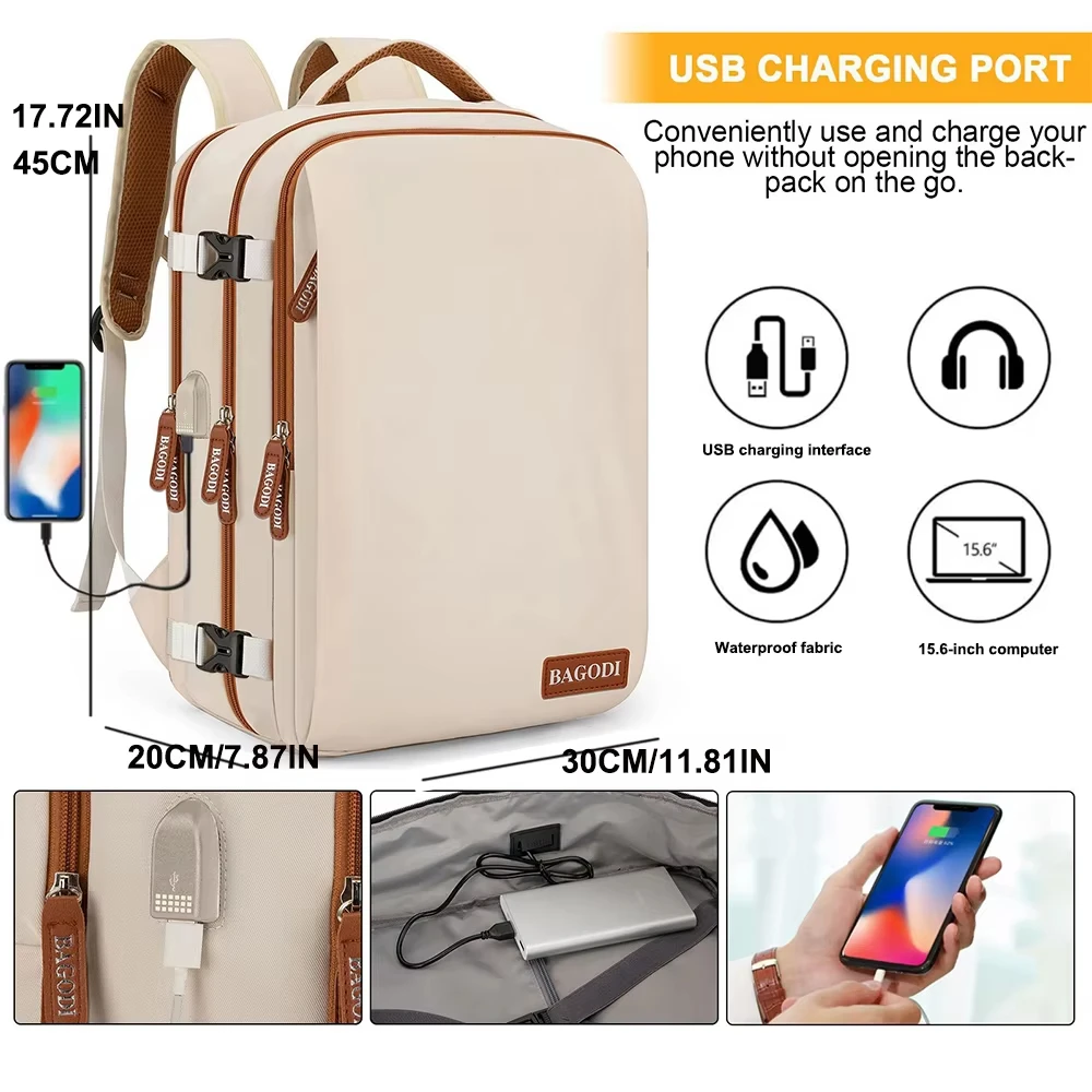 Buylor Travel Backpack Airplane Backpack 45x20x30 for Women/Men Easyjet Cabin Bags Laptop Backpack Casual Daypack for Weekender thumbnail 2