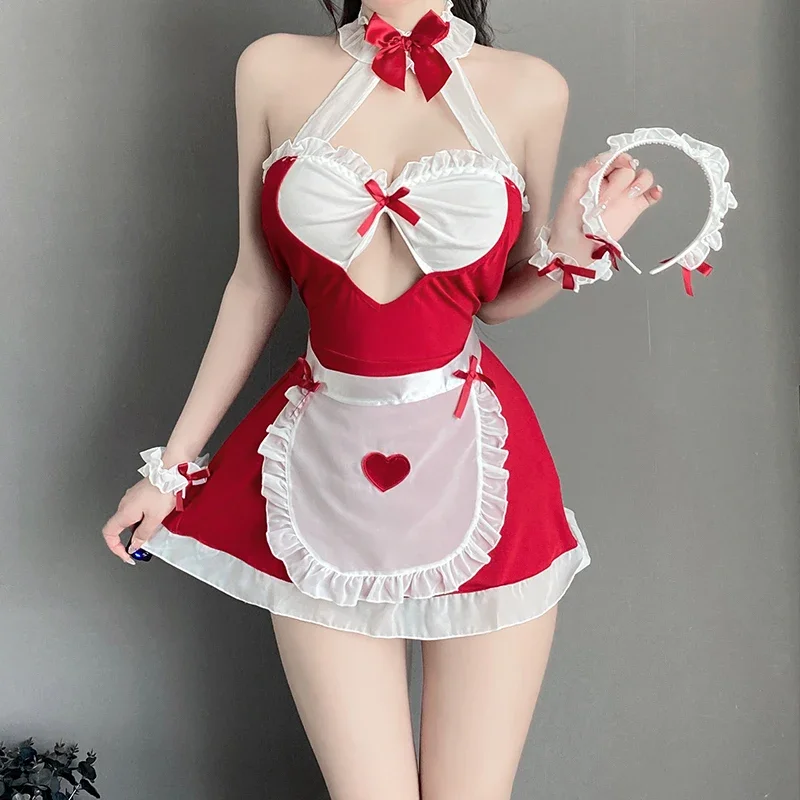 Lolita Maid Uniforn Sexy Lingerie Women Role Play Onlyfans Underwear Cosplay Erotic Maid Dress Halloween Costumes thumbnail 3