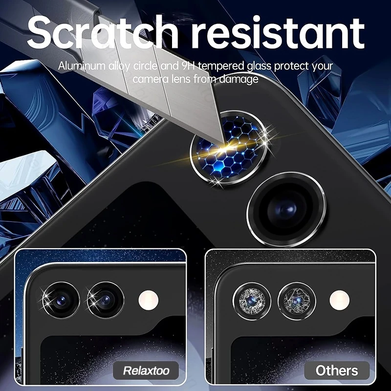 2Pcs Camera Matel Protect Ring Cover For Samsung Galaxy Z Flip 4 5 6 Curved Tempered Glass Lens Cap thumbnail 4