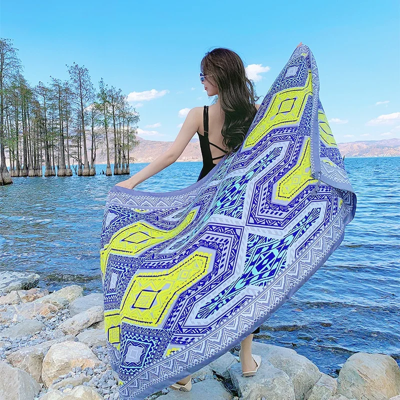 28 Styles 90x180cm Travel Beach Sunscreen Scarve Bikini Large Shawl Sarong Wrap Scarf Women Brazilian Swimsuit Bathing Cover-ups thumbnail 5