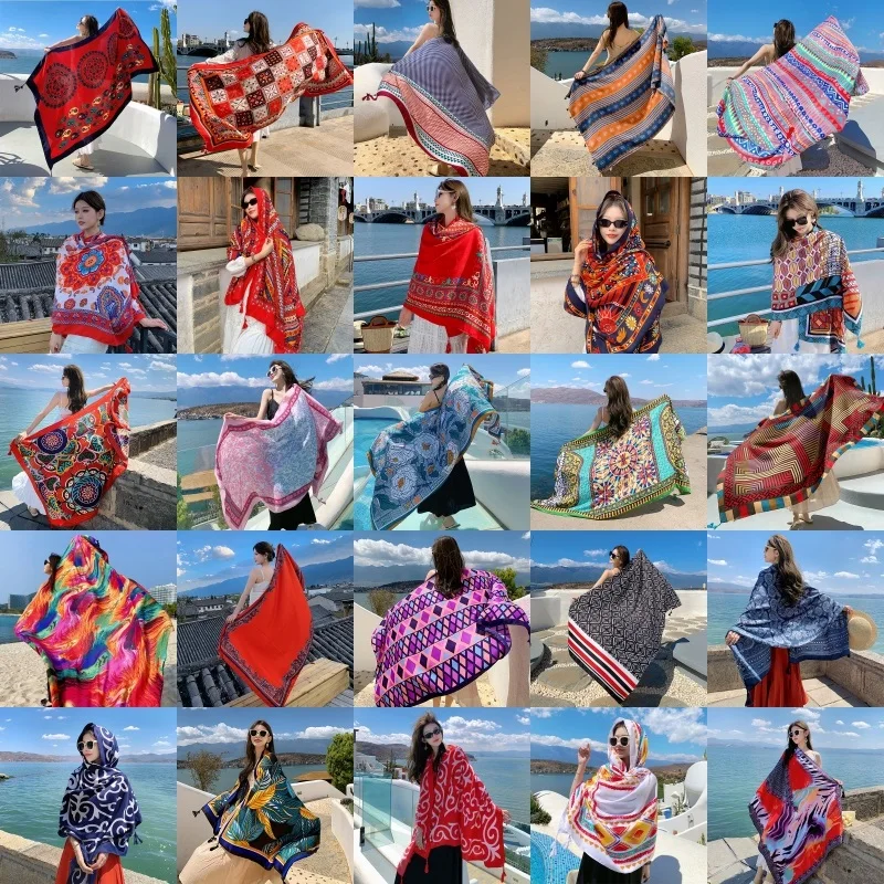 28 Styles 90x180cm Travel Beach Sunscreen Scarve Bikini Large Shawl Sarong Wrap Scarf Women Brazilian Swimsuit Bathing Cover-ups thumbnail 3