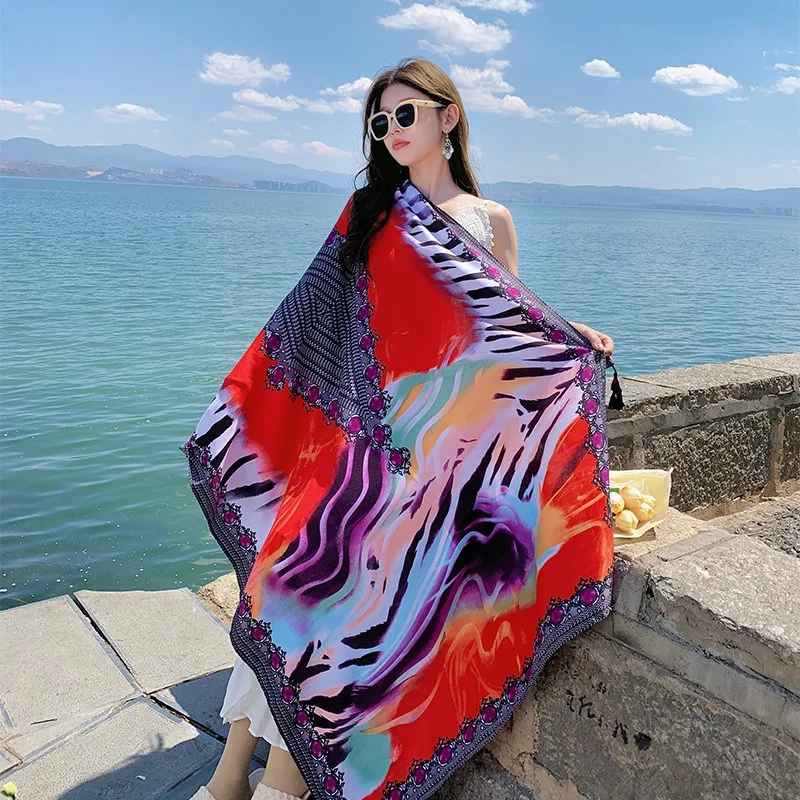 28 Styles 90x180cm Travel Beach Sunscreen Scarve Bikini Large Shawl Sarong Wrap Scarf Women Brazilian Swimsuit Bathing Cover-ups thumbnail 6