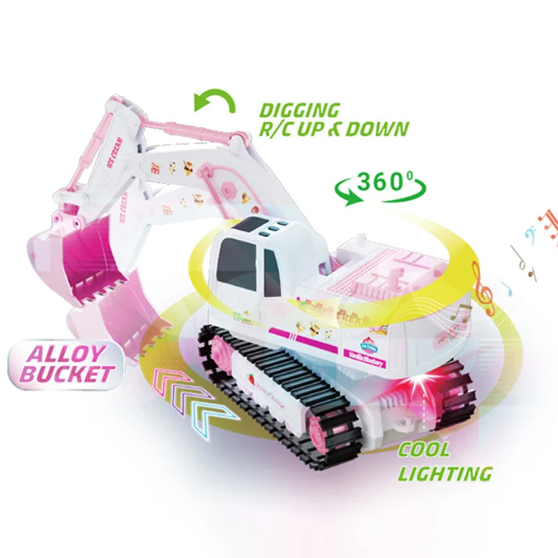 Pink RC Excavator for Girl Remote Control Digger Construction Truck Car 2.4G 1/24 Engineering Vehicle Electric Toy Kid Girl Gift thumbnail 6