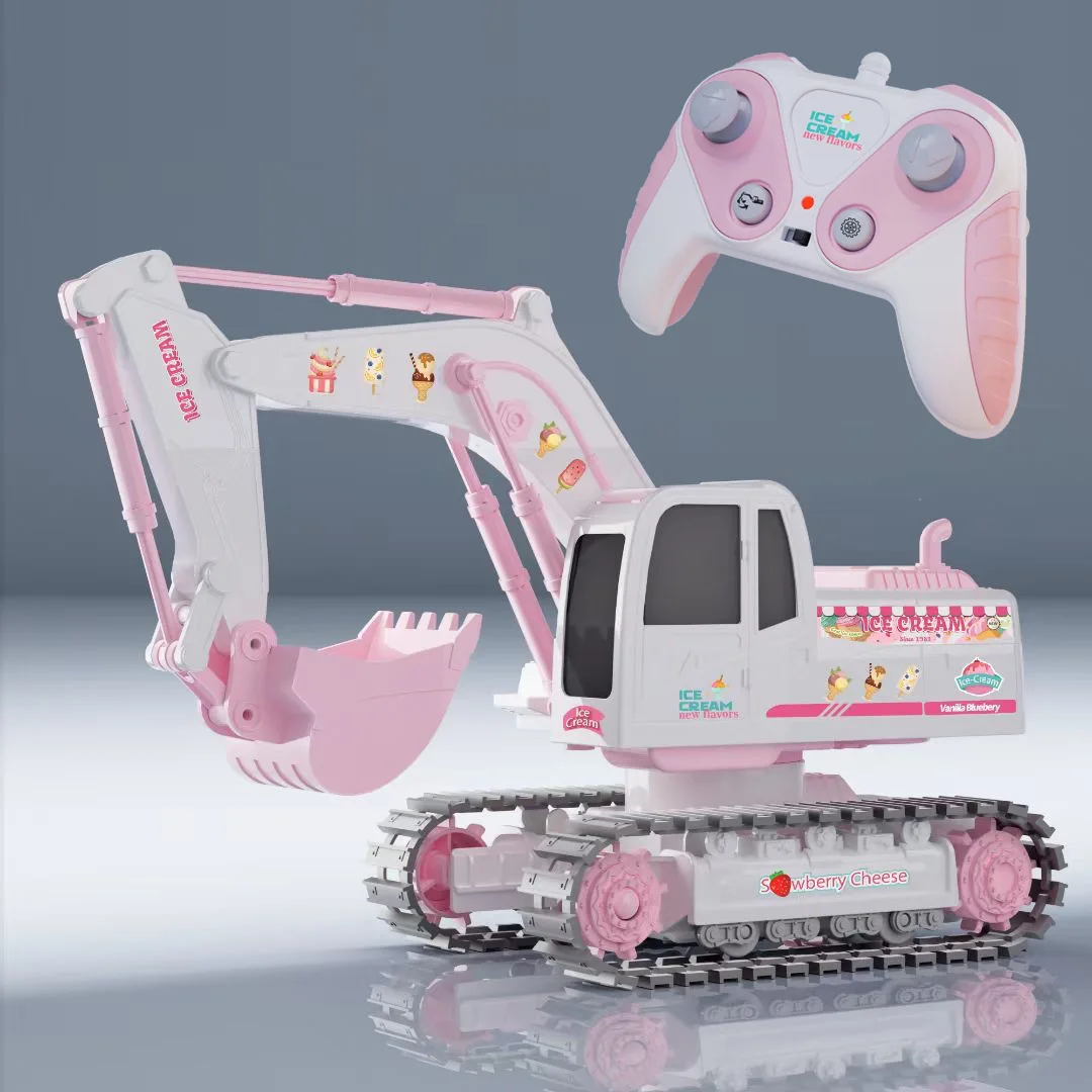 Pink RC Excavator for Girl Remote Control Digger Construction Truck Car 2.4G 1/24 Engineering Vehicle Electric Toy Kid Girl Gift thumbnail 5