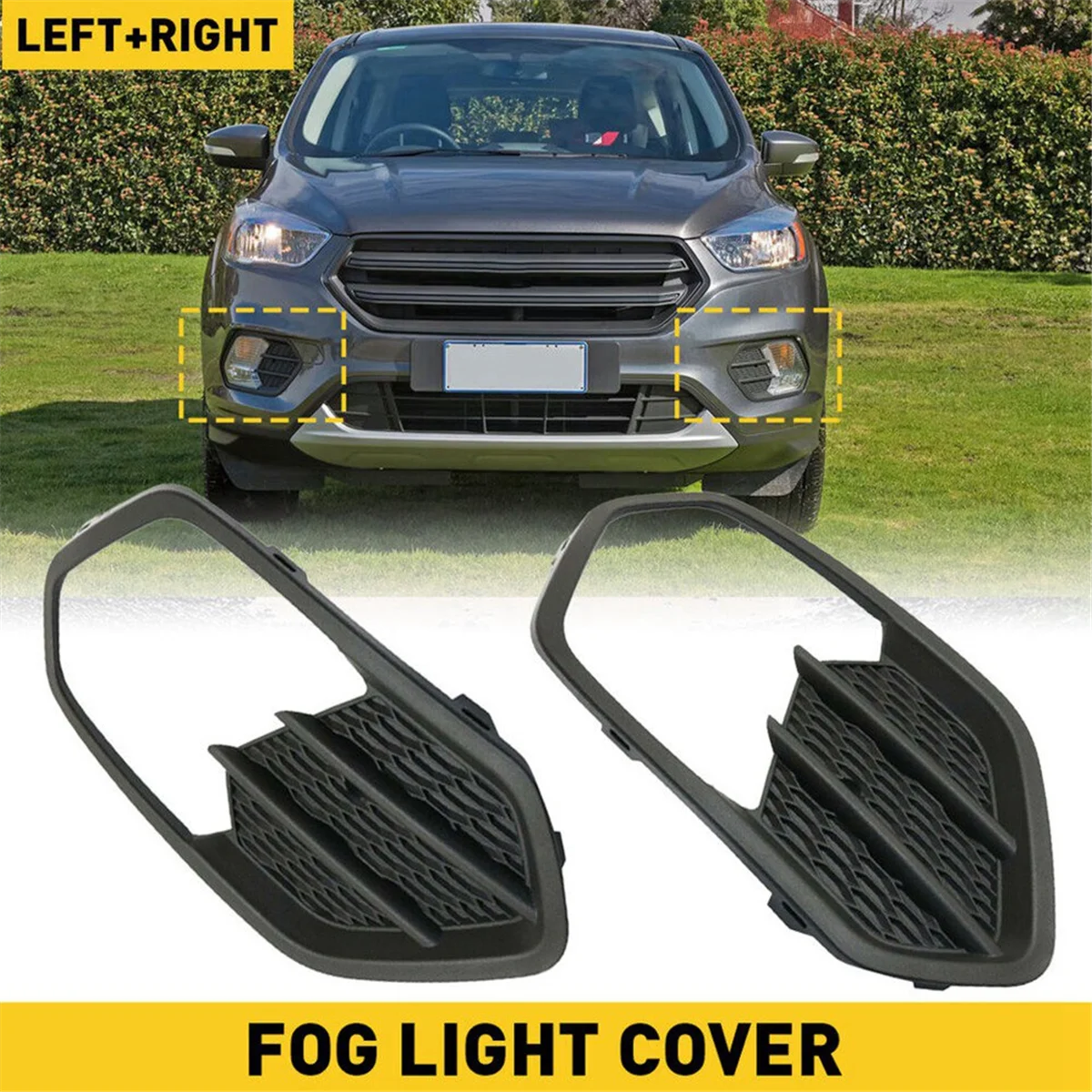 1 Pair Front Bumper Fog Light Frame Grille Cover F01039178 for Ford Escape Kuga 2017-2019