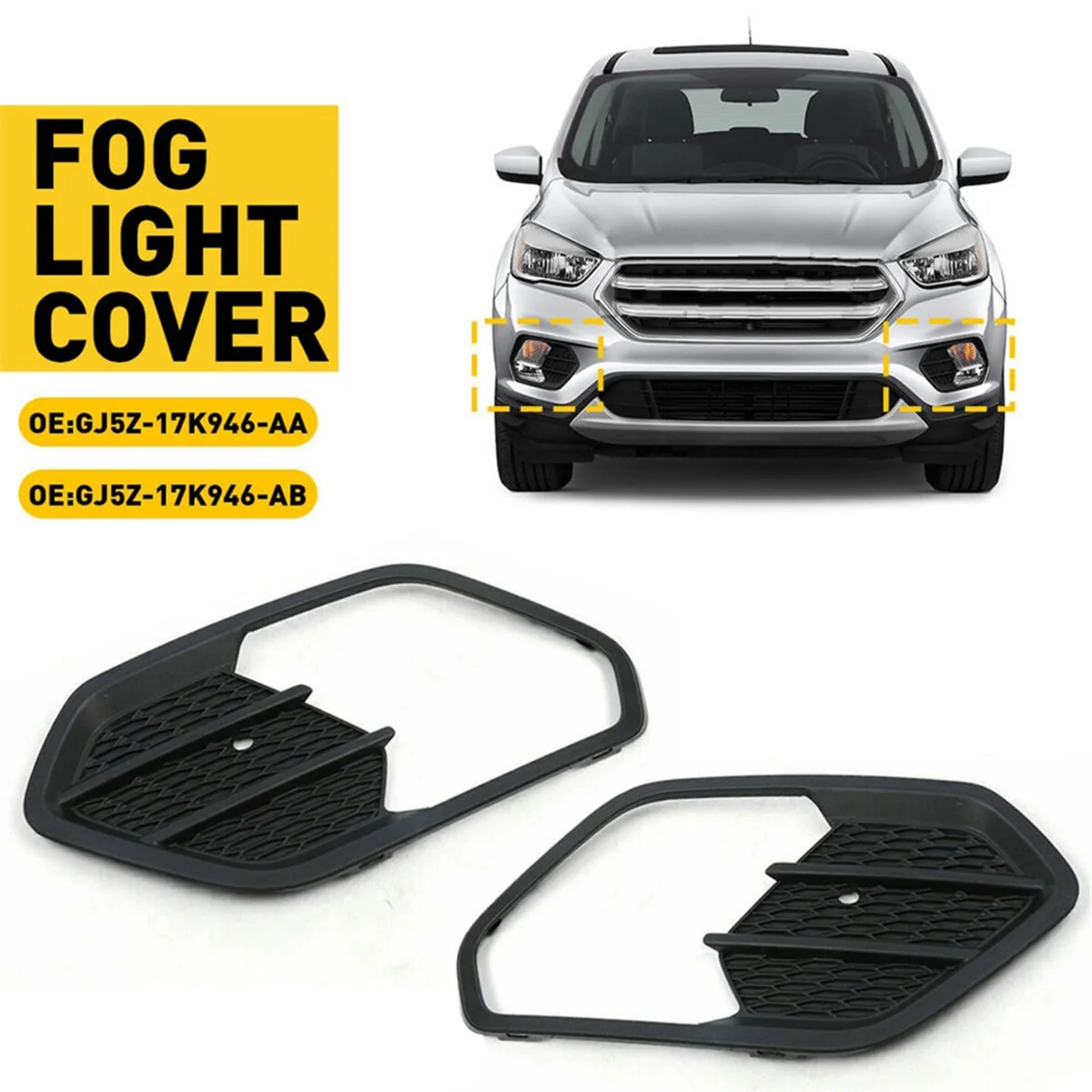 1 Pair Front Bumper Fog Light Frame Grille Cover F01039178 for Ford Escape Kuga 2017-2019 thumbnail 5