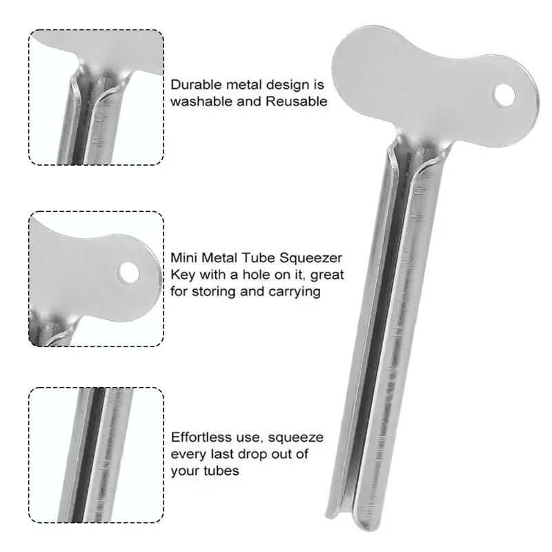 20/1PCS Bathroom Metal Toothpaste Squeezer Stainless Steel Tube Squeezer Universal Key Roller for Tube Cream Paint Squeezer Tool thumbnail 6