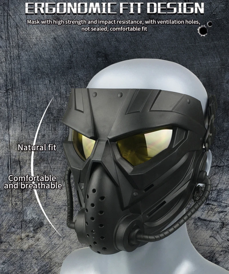 zlangsports Tactical Airsoft Cycling Full Face Mask with Anti-fog Goggles Wargame CS Cosplay Halloween Protective Hunting Masks thumbnail 4