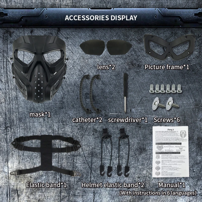 zlangsports Tactical Airsoft Cycling Full Face Mask with Anti-fog Goggles Wargame CS Cosplay Halloween Protective Hunting Masks thumbnail 6
