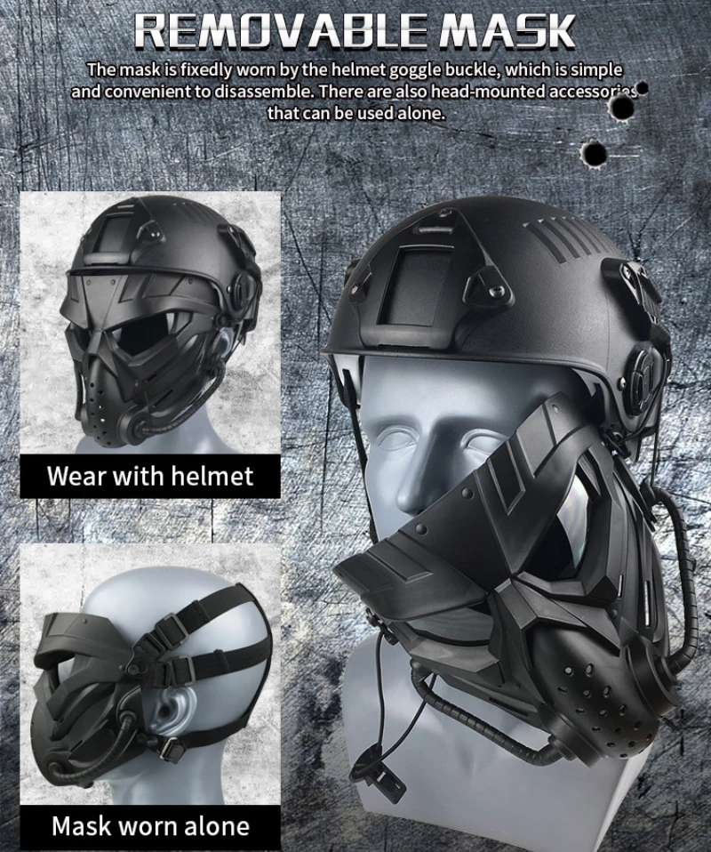 zlangsports Tactical Airsoft Cycling Full Face Mask with Anti-fog Goggles Wargame CS Cosplay Halloween Protective Hunting Masks thumbnail 5