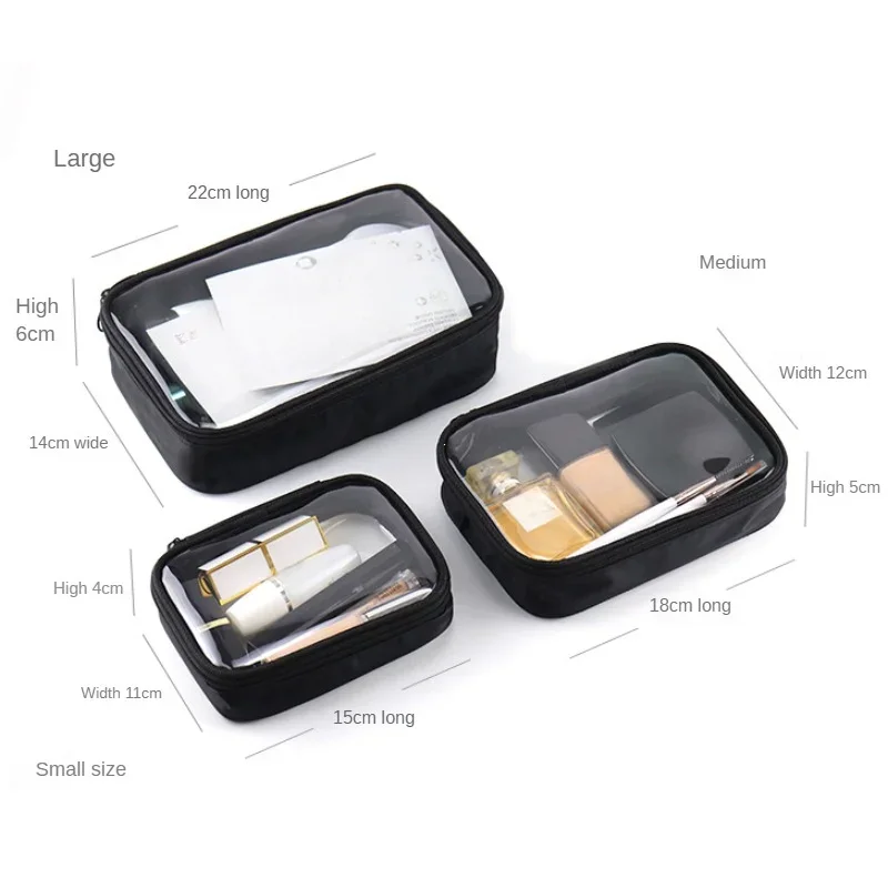 Women Makeup Bag Waterproof Clear PVC Travel Cosmetic Bags Case Travel Make Up Kit Bags for Men Toiletry Brush Organizer Pouch thumbnail 6