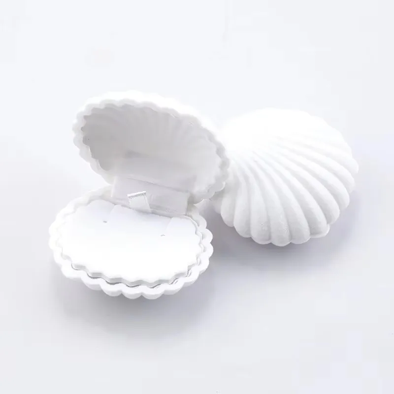 1 Piece Lovely Shell Shape Velvet Jewelry Box Wedding Engagement Ring Box for Earrings Necklace Bracelet Display Gift Box Holder thumbnail 6