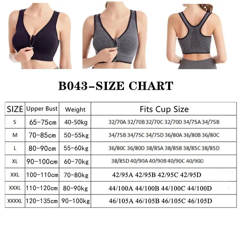 Running Fitness Sports Bra Front Zipper Women's Underwear Shockproof without Underwire Bralette Breathable Seamless Brassiere thumbnail 6