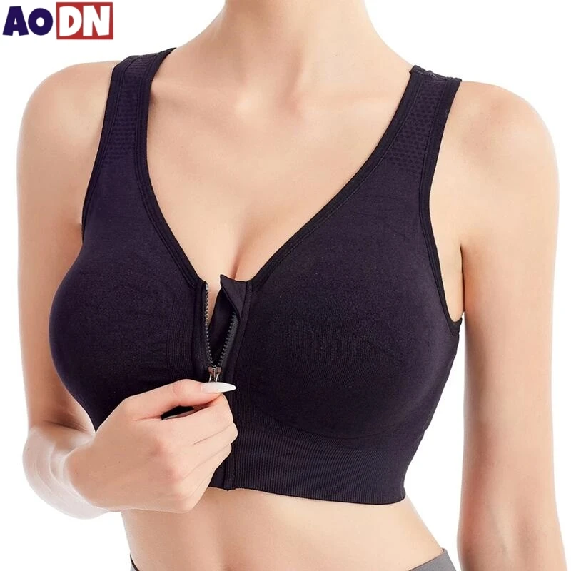 Running Fitness Sports Bra Front Zipper Women's Underwear Shockproof without Underwire Bralette Breathable Seamless Brassiere thumbnail 4