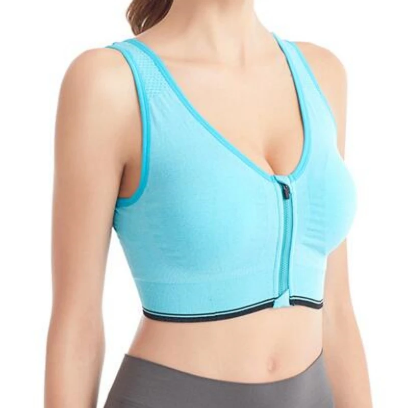 Running Fitness Sports Bra Front Zipper Women's Underwear Shockproof without Underwire Bralette Breathable Seamless Brassiere thumbnail 3