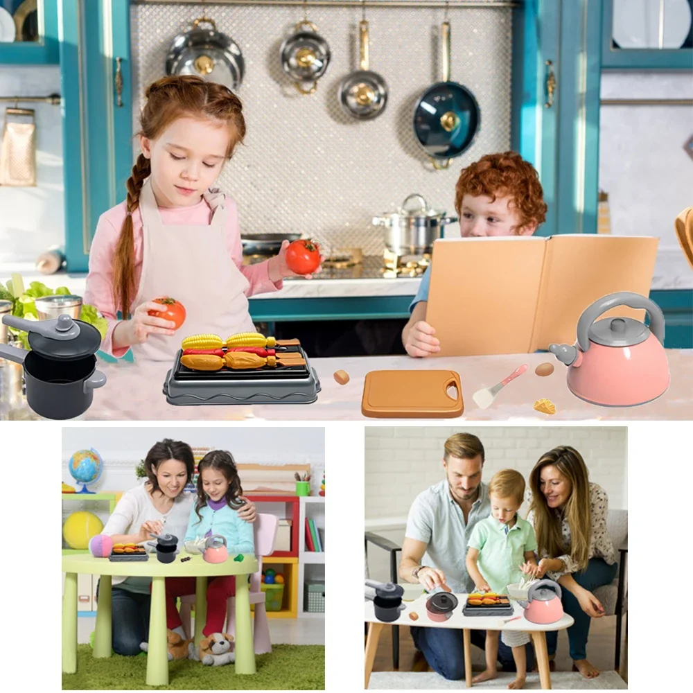 Kids Kitchen Toys Set 59/69 PCS Play Kitchen Accessories Kit with Play Pots Pans Pretend Food Cooking Toy Toddler Girls Boy Gift thumbnail 2