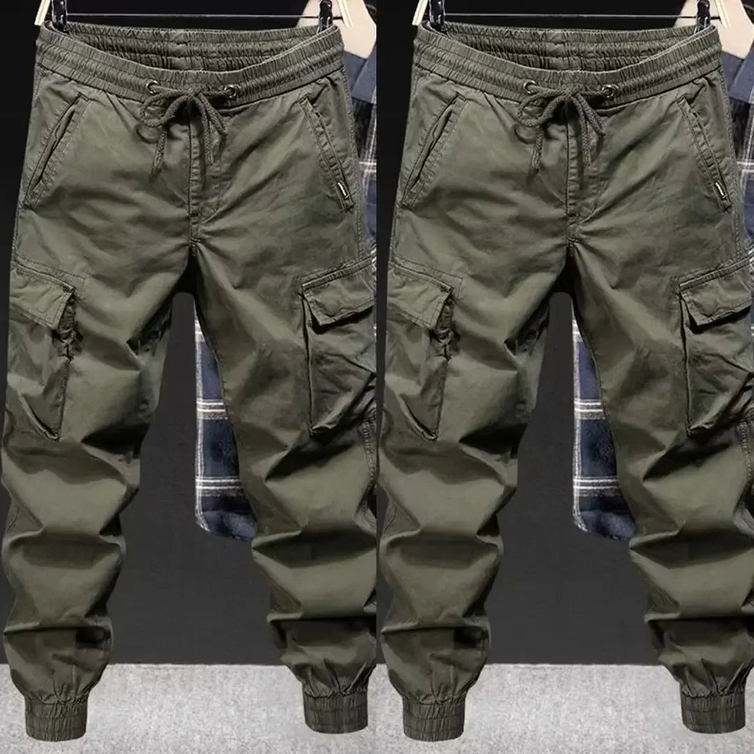 Trendy Brand Casual Cargo Pants Men's Loose Fit Solid Color Cargo Pants American Style Casual for Spring Autumn thumbnail 2