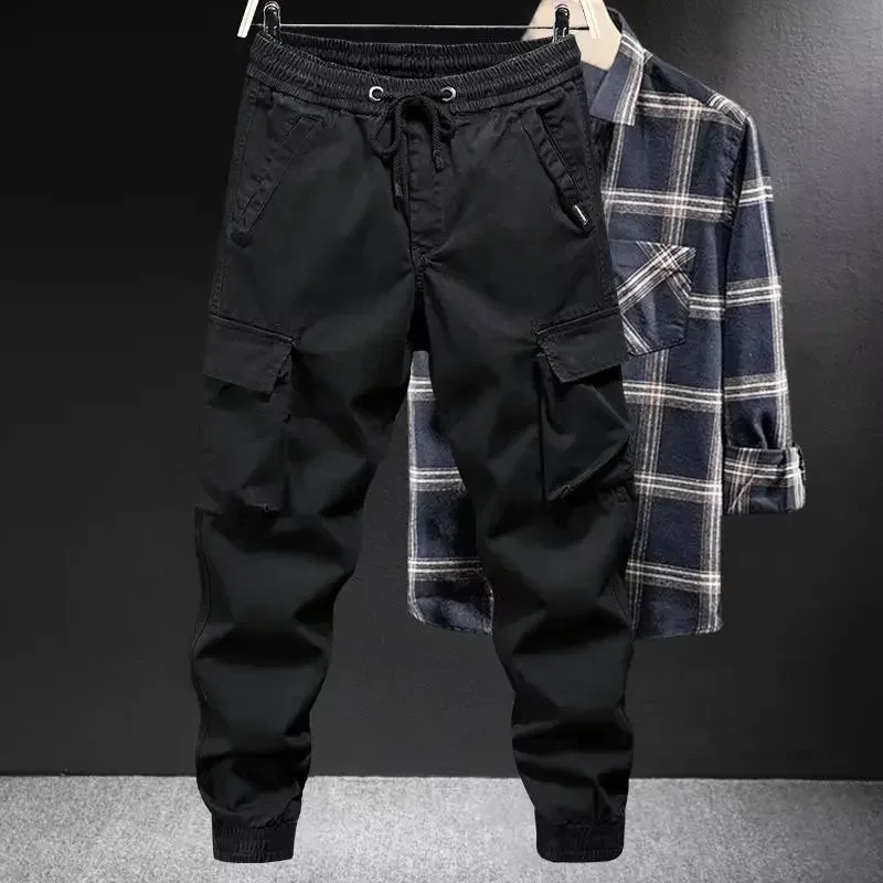 Trendy Brand Casual Cargo Pants Men's Loose Fit Solid Color Cargo Pants American Style Casual for Spring Autumn thumbnail 4
