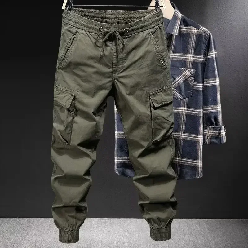 Trendy Brand Casual Cargo Pants Men's Loose Fit Solid Color Cargo Pants American Style Casual for Spring Autumn thumbnail 5